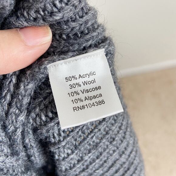 Garnet Hill Gray Ribbed Scoop Neck Sweater Oversized Size Small - Picture 3 of 4